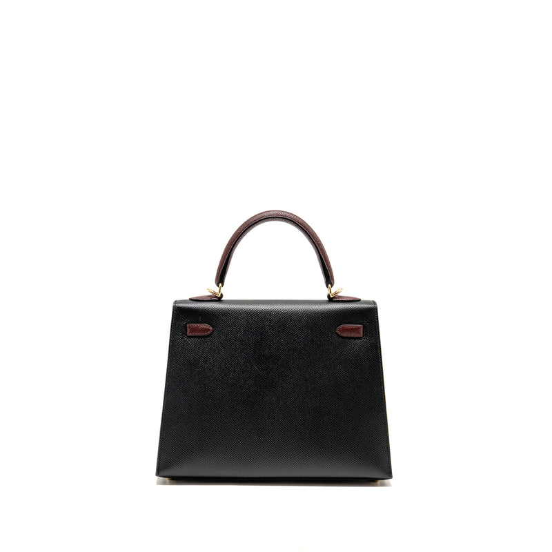 Hermes Kelly 25 Special Order Epsom Black/ Rouge H GHW Stamp Y