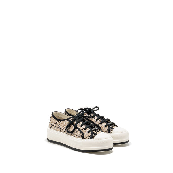 Dior Size 37.5 Walk’n’Dior Platform Sneaker Tweed/Leather Beige/Black