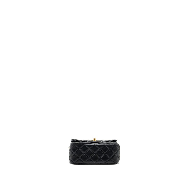 Chanel Pearl Crush Mini Square Lambskin Black GHW (Microchip)