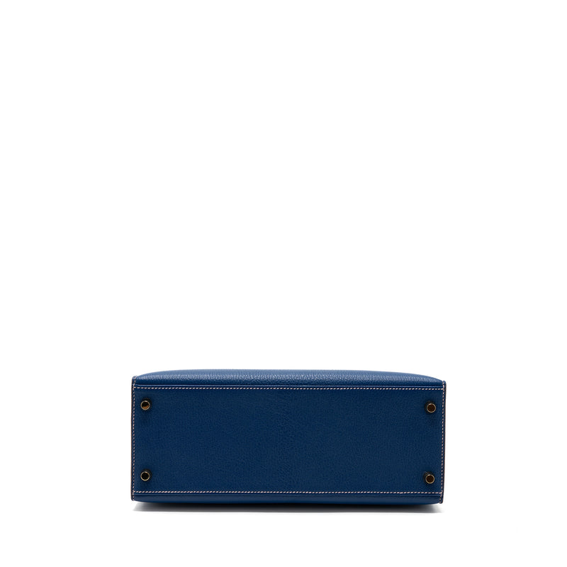 Hermes kelly 28 special order chevre mysore blue sapphire / rose sakura brushed GHW stamp C