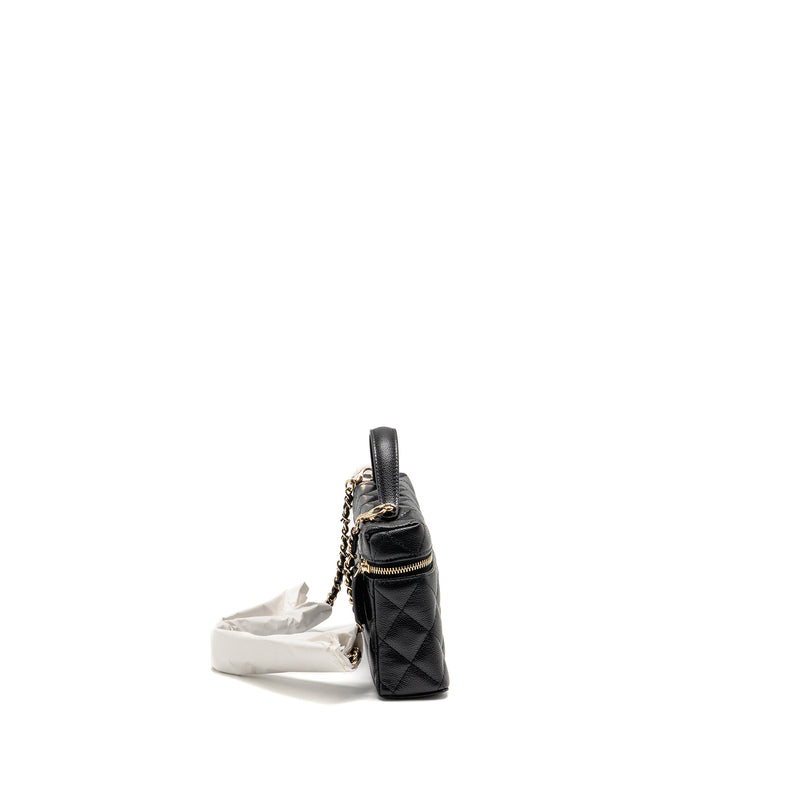 Chanel 25p CC top Handle Vanity with Chain Caviar Black LGHW (microchip)