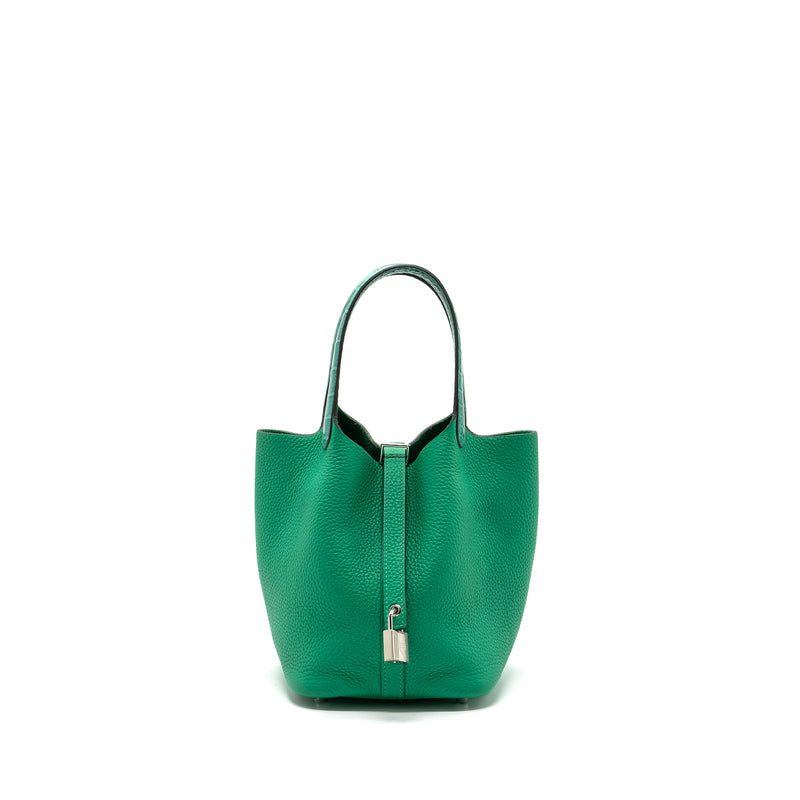 Hermes Picotin 18 Lock Bag Clemence /Alligator Touch Menthe/Vert Jade