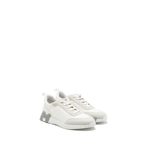 Hermes Size 42.5 Homme Bouncing Sneaker Mesh/Velours White