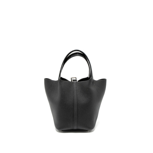 Hermes Picotin 18 Touch Lock Bag Clemence/Alligator Mississippiensis Black SHW Stamp z