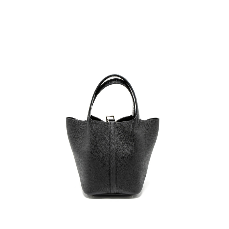 Hermes Picotin 18 Touch Lock Bag Clemence/Alligator Mississippiensis Black SHW Stamp z
