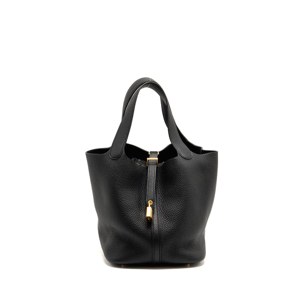 Hermes Picotin 22 Lock Bag Clemence Black GHW Stamp D