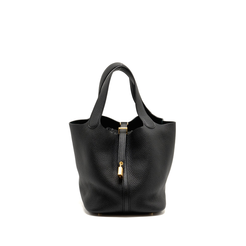 Hermes Picotin 22 Lock Bag Clemence Black GHW Stamp D