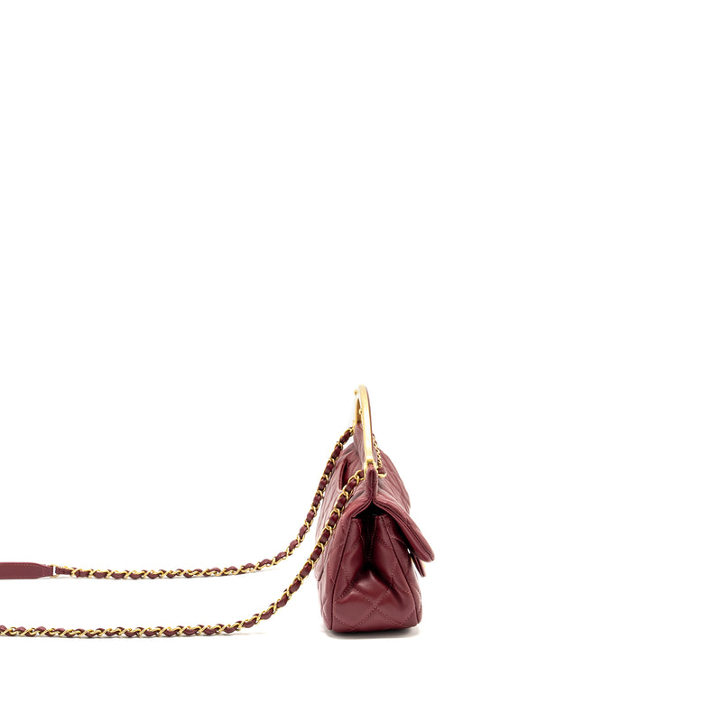 Chanel Lady Handle Bag Lambskin Burgundy GHW (Microchip)