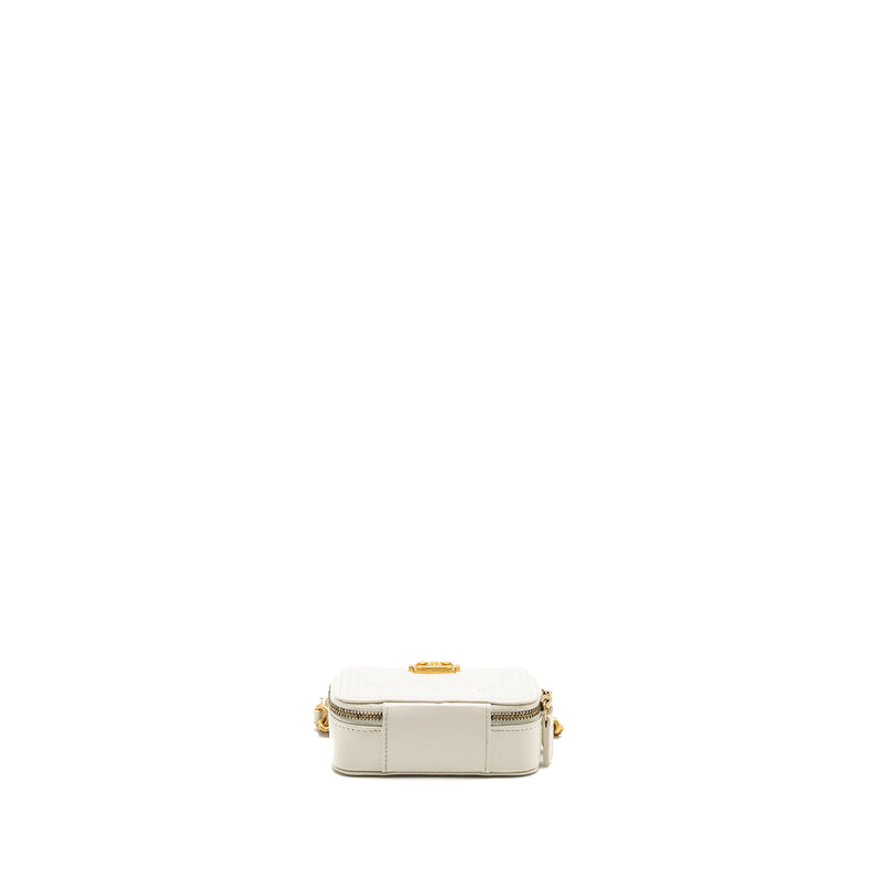 Chanel Boy Chain Clutch Caviar White GHW (Microchip)