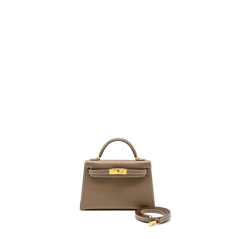 Hermes Mini Kelly Epsom Etoupe GHW Stamp B