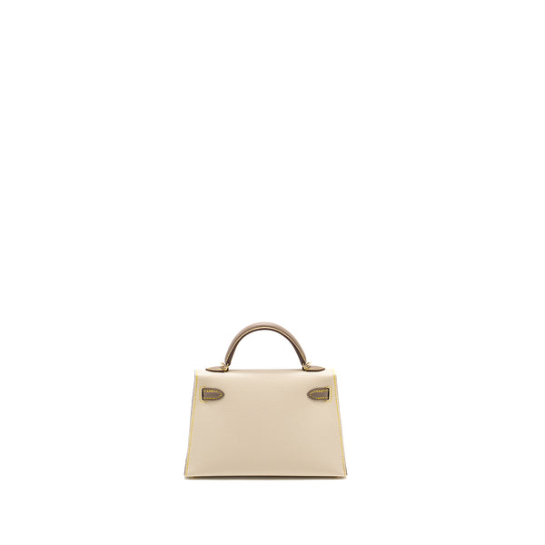 Hermes Mini Kelly Special Order Epsom Craie / Etoupe / Lime LGHW Stamp Z