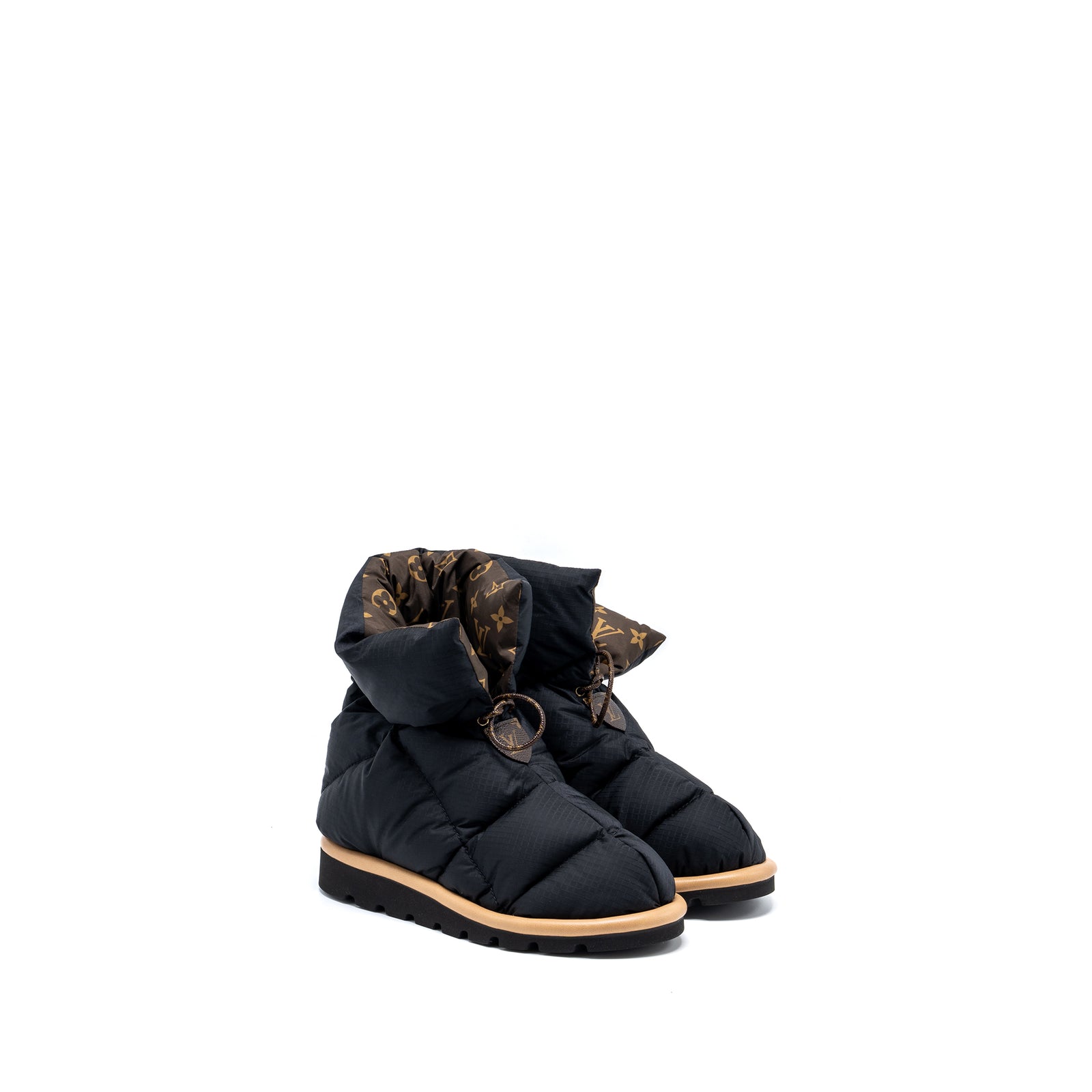 Louis Vuitton Size 37 Pillow Comfort Ankle Boots Nylon Monogram/Black