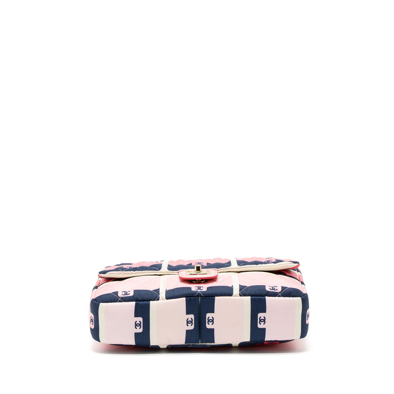 Chanel CC Logo Printed Flap Bag Fabric Multicolour LGHW (Microchip)