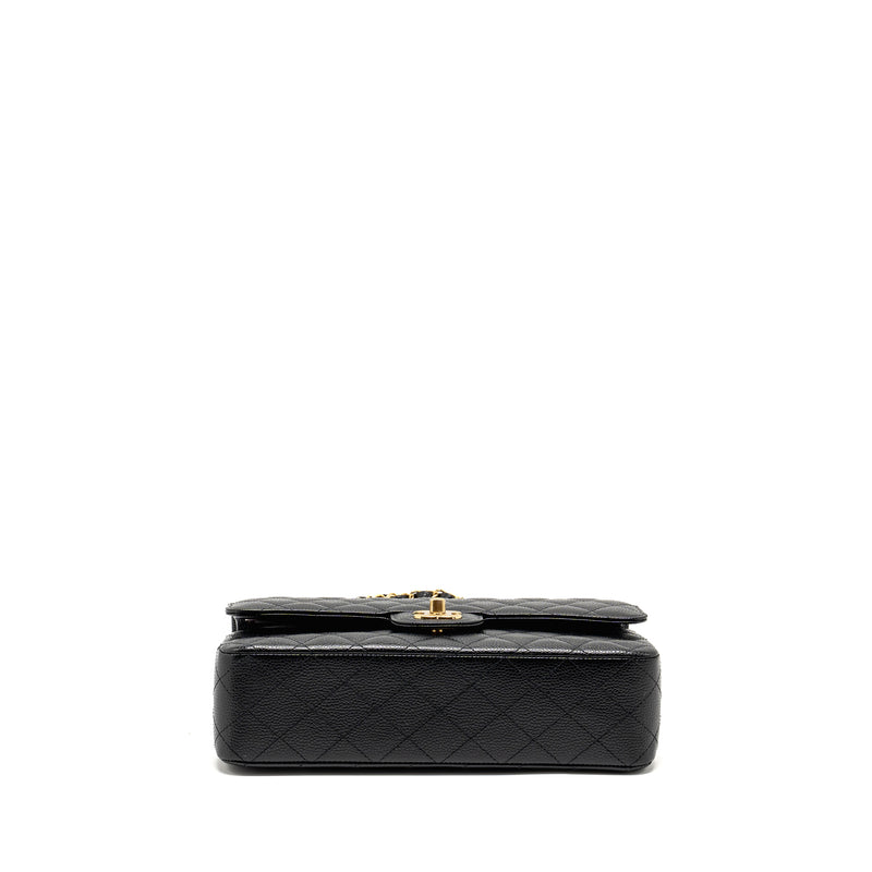 CHANEL Medium Classic Double Flap Bag Caviar Black GHW (Microchip)