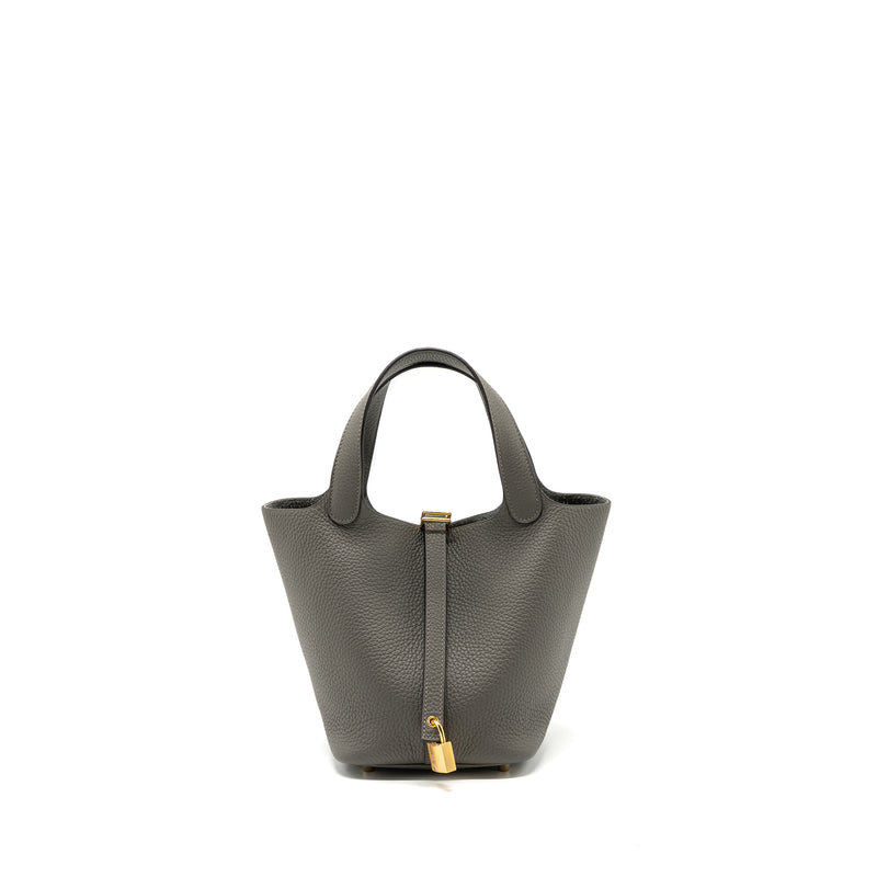 Hermes Picotin 18 Clemence Gris Meyer Gold Hardware