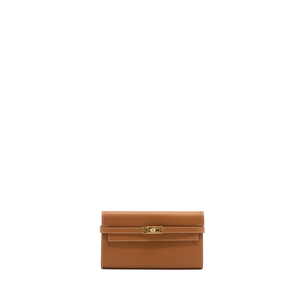 Hermes kelly long wallet epsom gold GHW stamp D