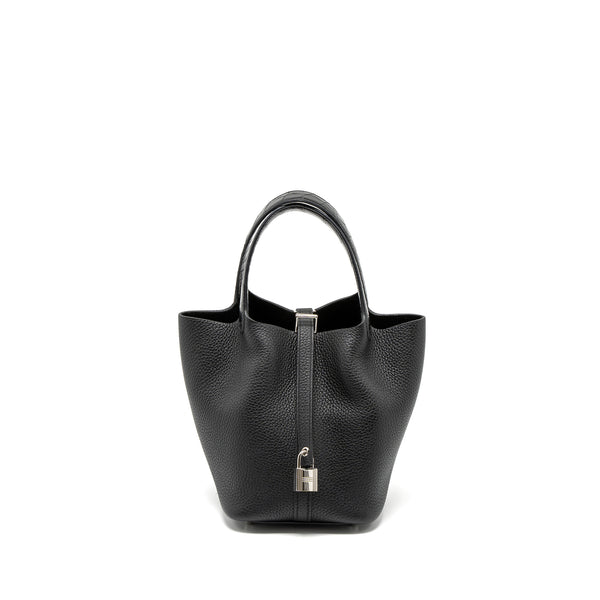 Hermes Picotin 18 Touch Lock Bag Clemence/Alligator Mississippiensis Black SHW Stamp z