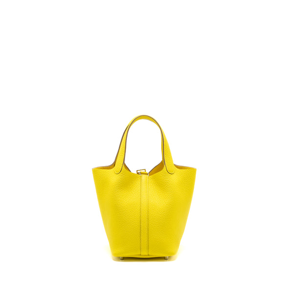 Hermes Picotin 18 Lock Bag Clemence Lime SHW Stamp U