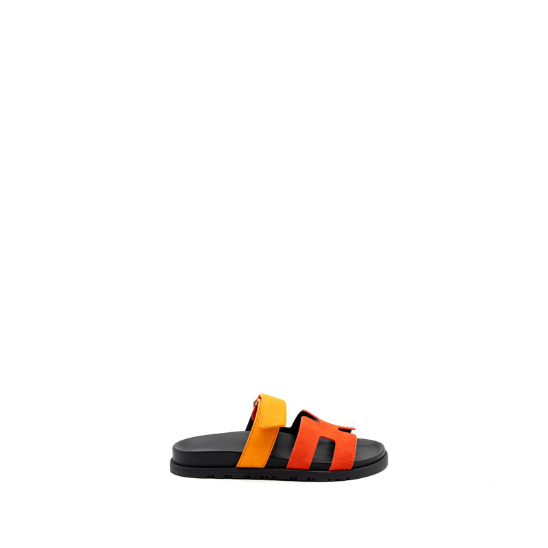 Hermes size 37.5 chypre sandal suede multicolour