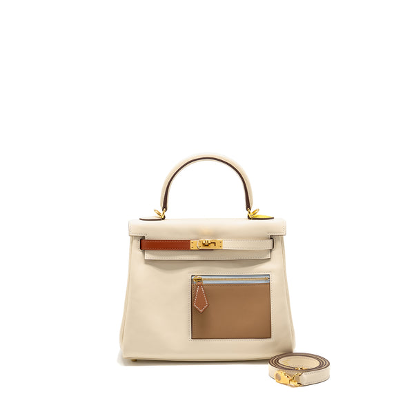 Hermes Kelly 25 Colormatic Swift Nata/Chai/Cuivre/Lime/Mauve Sylvestre GHW Stamp U