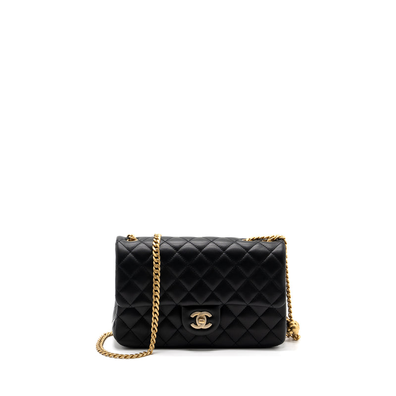 Chanel 23s camellia chain flap bag lambskin black GHW (Mircochip)