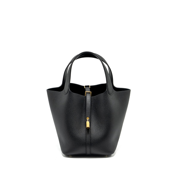 Hermes Picotin 22 Lock Bag Clemence Black GHW Stamp B