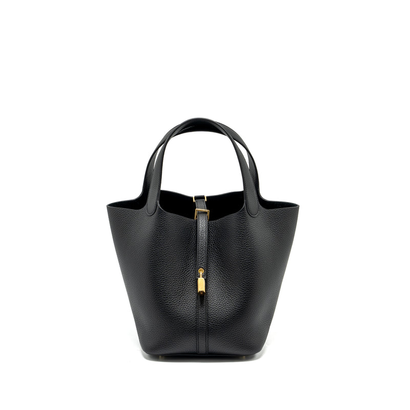 Hermes Picotin 22 Lock Bag Clemence Black GHW Stamp B