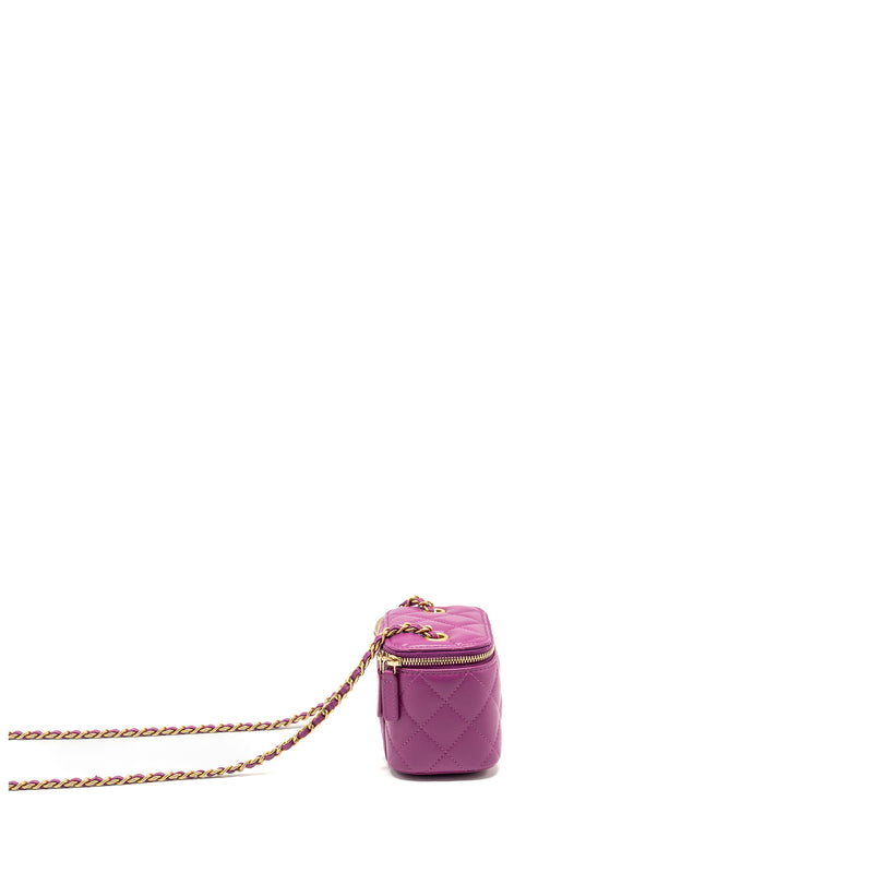 Chanel Pearl Crush Mini vanity with chain lambskin purple GHW