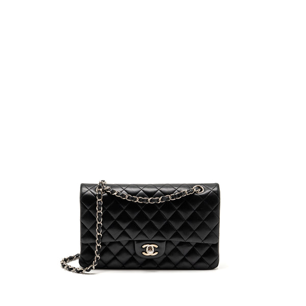 Chanel Medium Classic Double Flap Bag Lambskin BLACK SHW