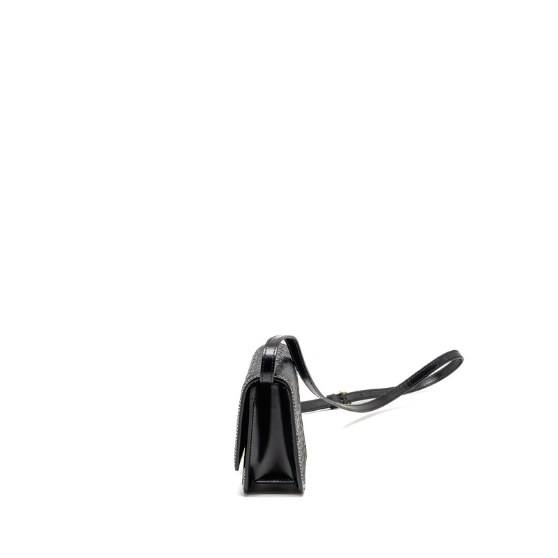 Burberry Mini TB Monogram Embossed Shoulder Bag Lambskin Black GHW