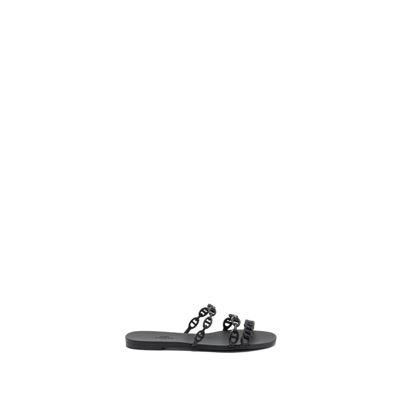 Hermes Size 38 Chaine D’Ancre Rivage Sandals Black