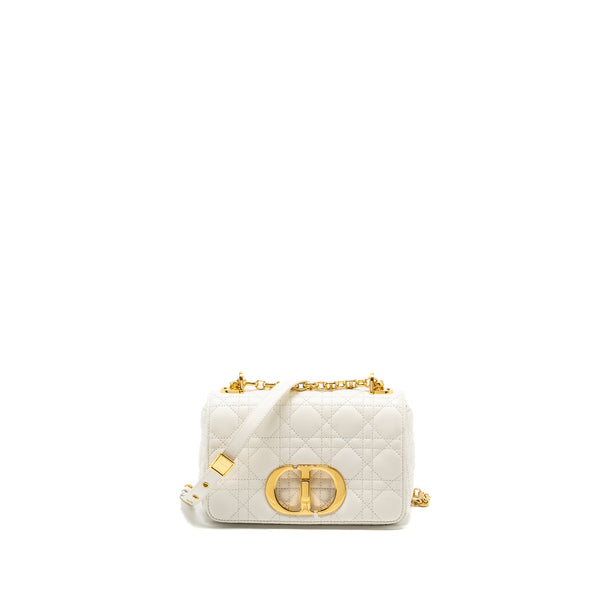 Dior Caro S flap bag calfskin white GHW
