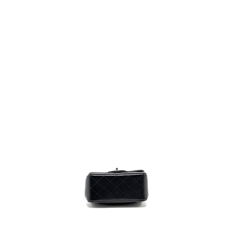 Chanel Mini Square Flap Bag Lambskin Black SHW (Microchip)