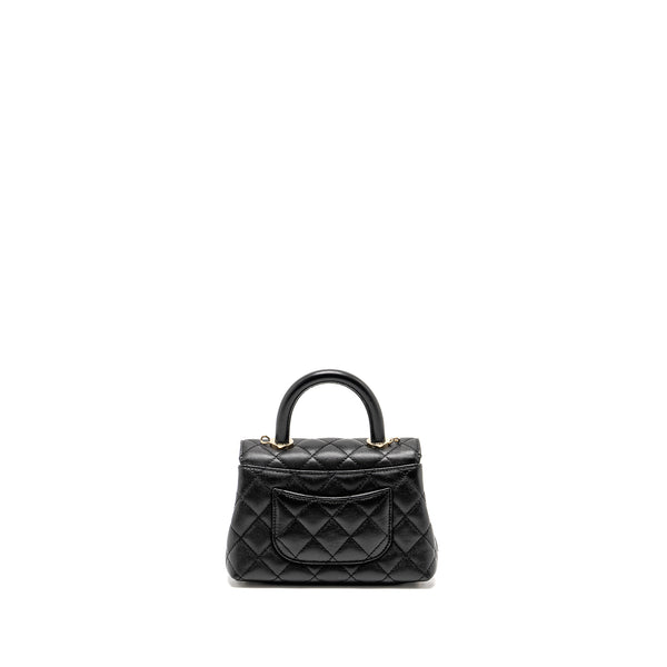 CHANEL Mini Coco Handle Caviar Black LGHW (Microchip)