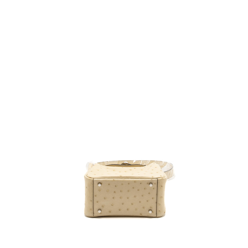 Hermes Mini Lindy Ostrich 3C Parchemin SHW Stamp B