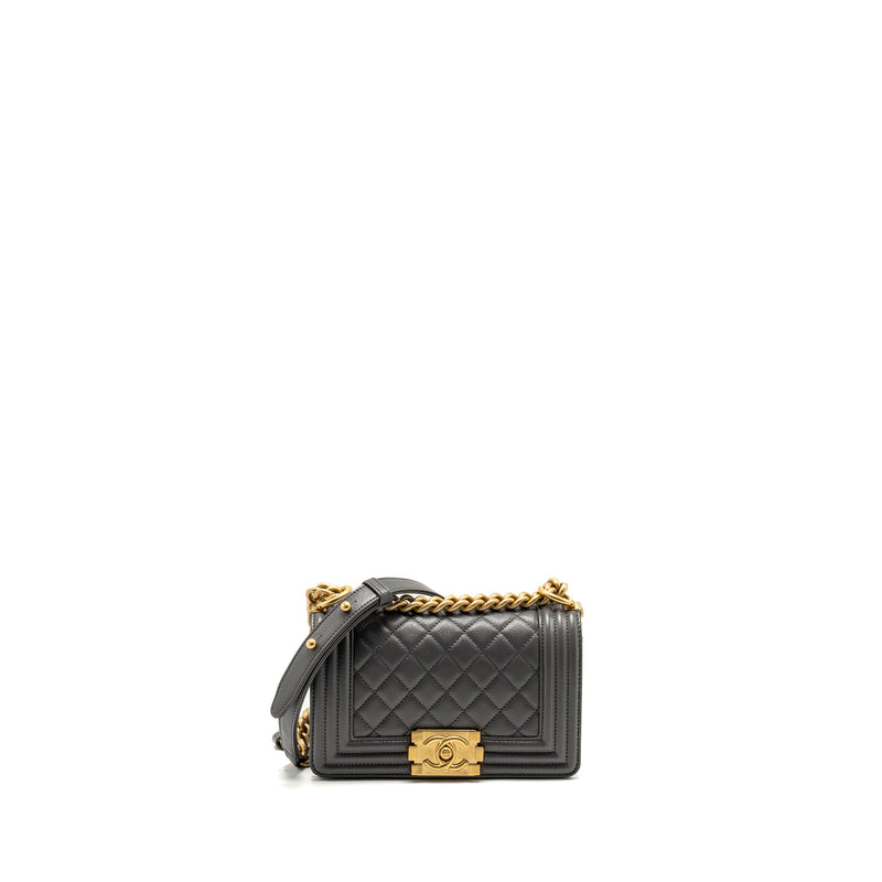 Chanel Small Boy Bag Caviar Dark Grey GHW (microchip)