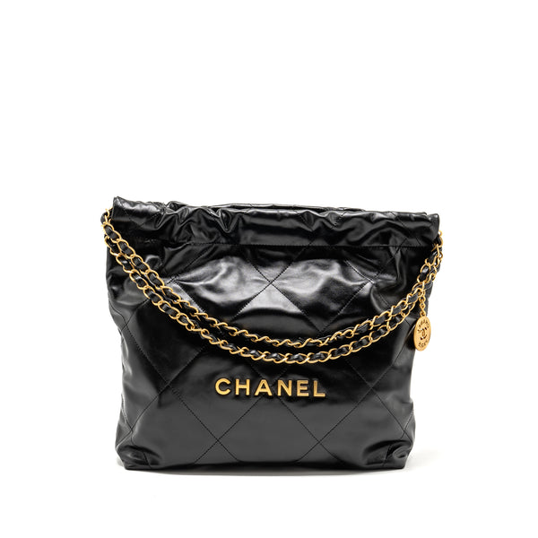 Chanel Small 22Bag Shiny Calfskin BLACK GHW (Microchip)