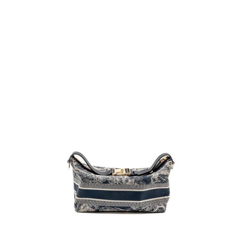 Dior Medium DiorTravel Nomad Pouch Toile de Jouy Reverse Technical Fabric Blue LGHW