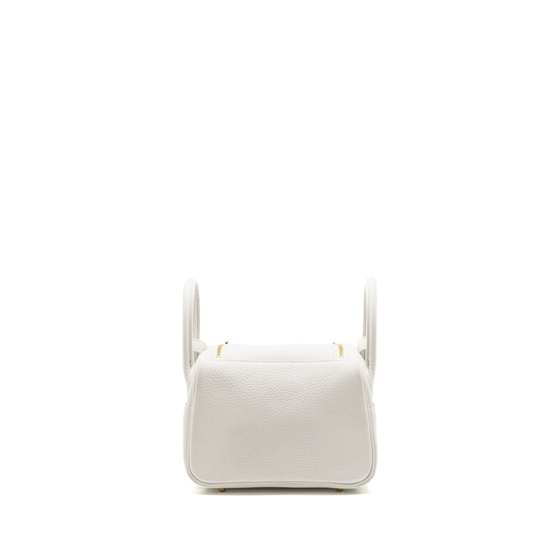 Hermes Mini Lindy II Clemence New White GHW Stamp W