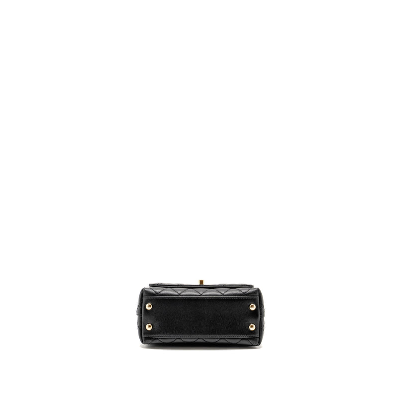 CHANEL Mini Coco Handle Caviar Black LGHW (Microchip)