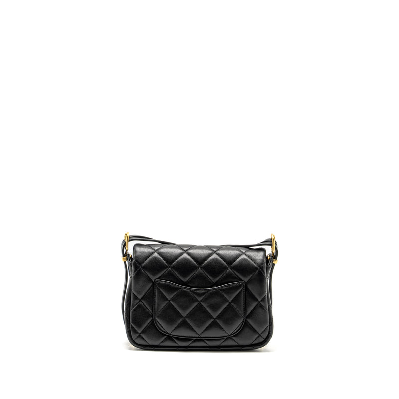 Chanel 23B Detail Chains Quilted Flap Bag Lambskin Black GHW(Microchip)