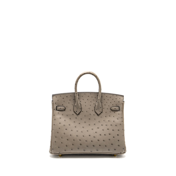 Hermes Birkin 25 Ostrich Gris Tourterelle GHW Stamp U