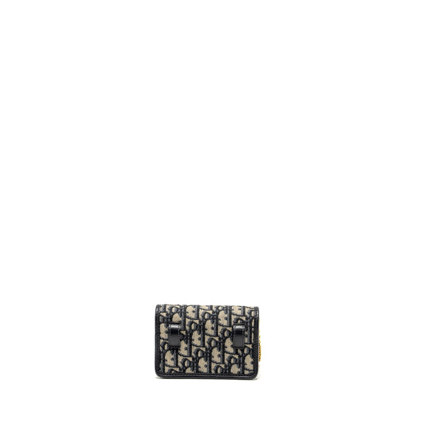 Dior 30 Montaigne Nano Pouch with Chain Blue Oblique Jacquard GHW