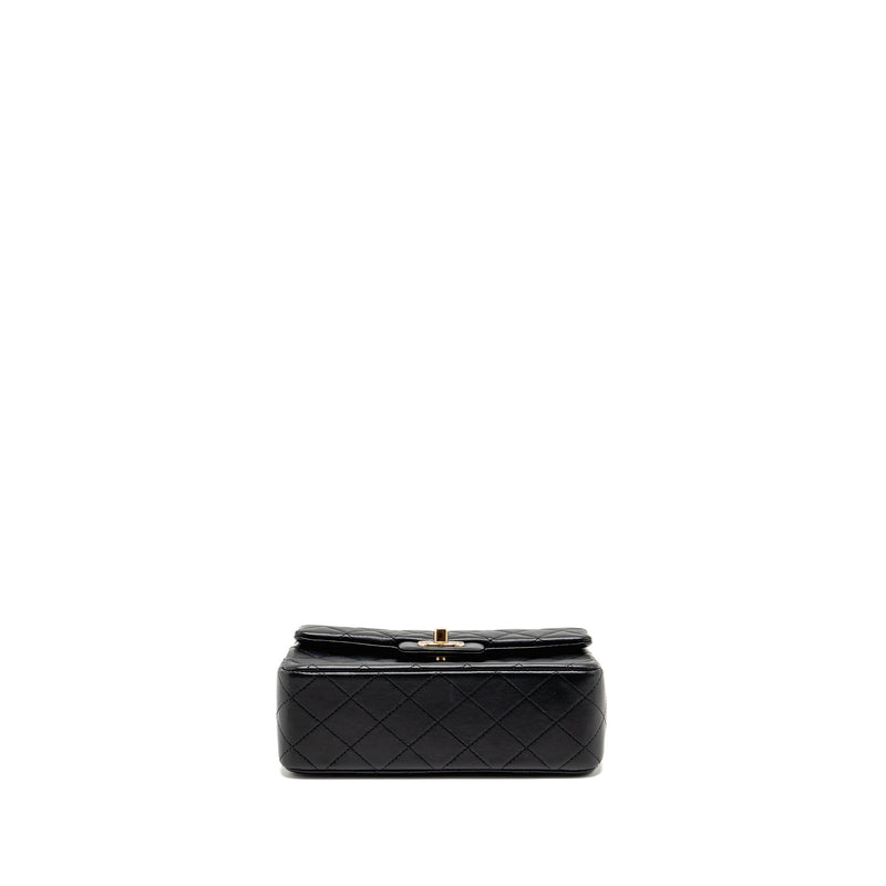 Chanel Top Handle Mini Rectangular Flap Bag Lambskin Black LGHW (Microchip)