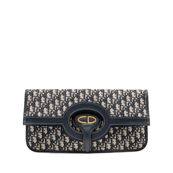 Dior Folder Clutch Oblique Canvas/Calfskin Blue GHW