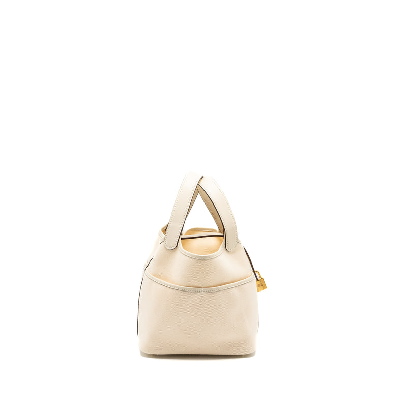 Hermes Picotin Cargo 18 Lock Bag Canvas/Swift Ecru/Nata GHW Stamp U