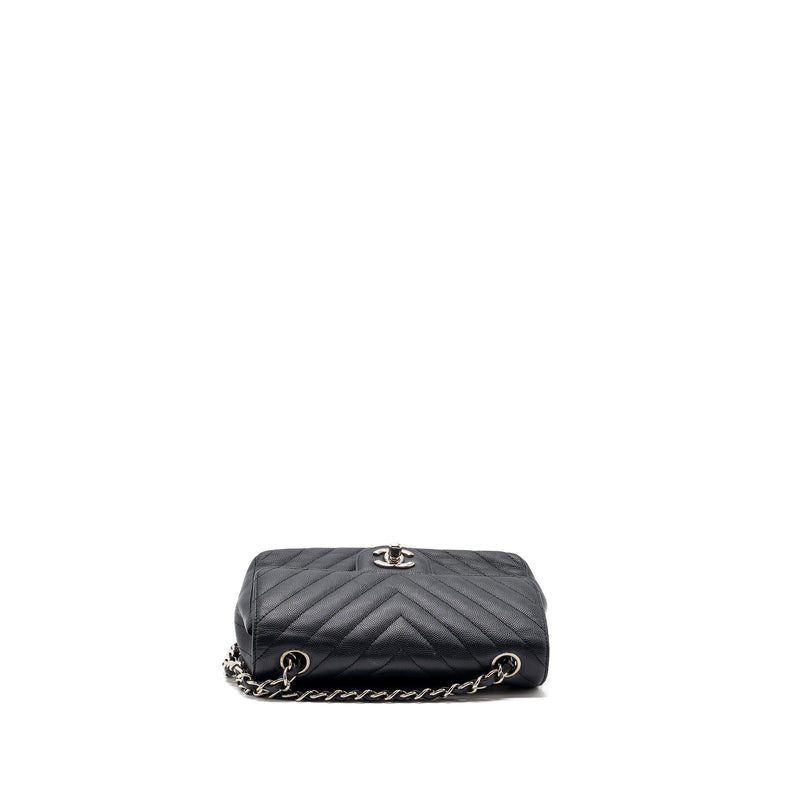 Chanel Mini Rectangular Flap Bag Chevron Caviar Black SHW