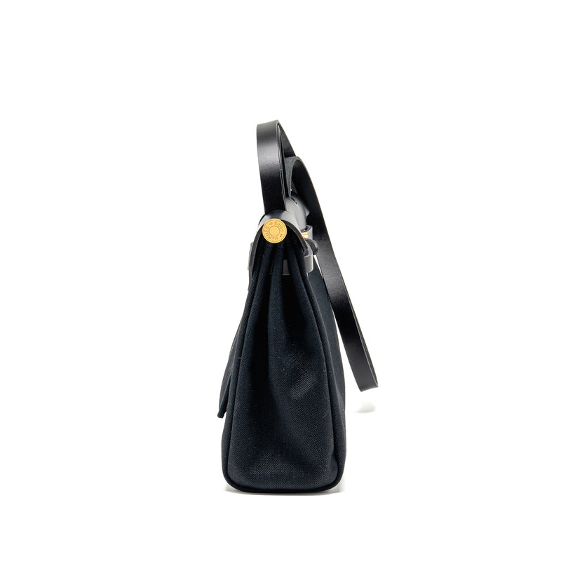 Hermes Herbag 31 Zip Bag Canvas/Hunter Leather Black GHW Stamp B