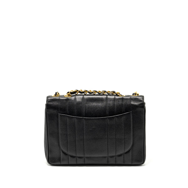 Chanel vintage quilted flap bag caviar black GHW
