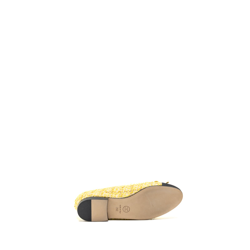 Chanel size 35 Ballerinas Flat Shoes Tweed Yellow/Black